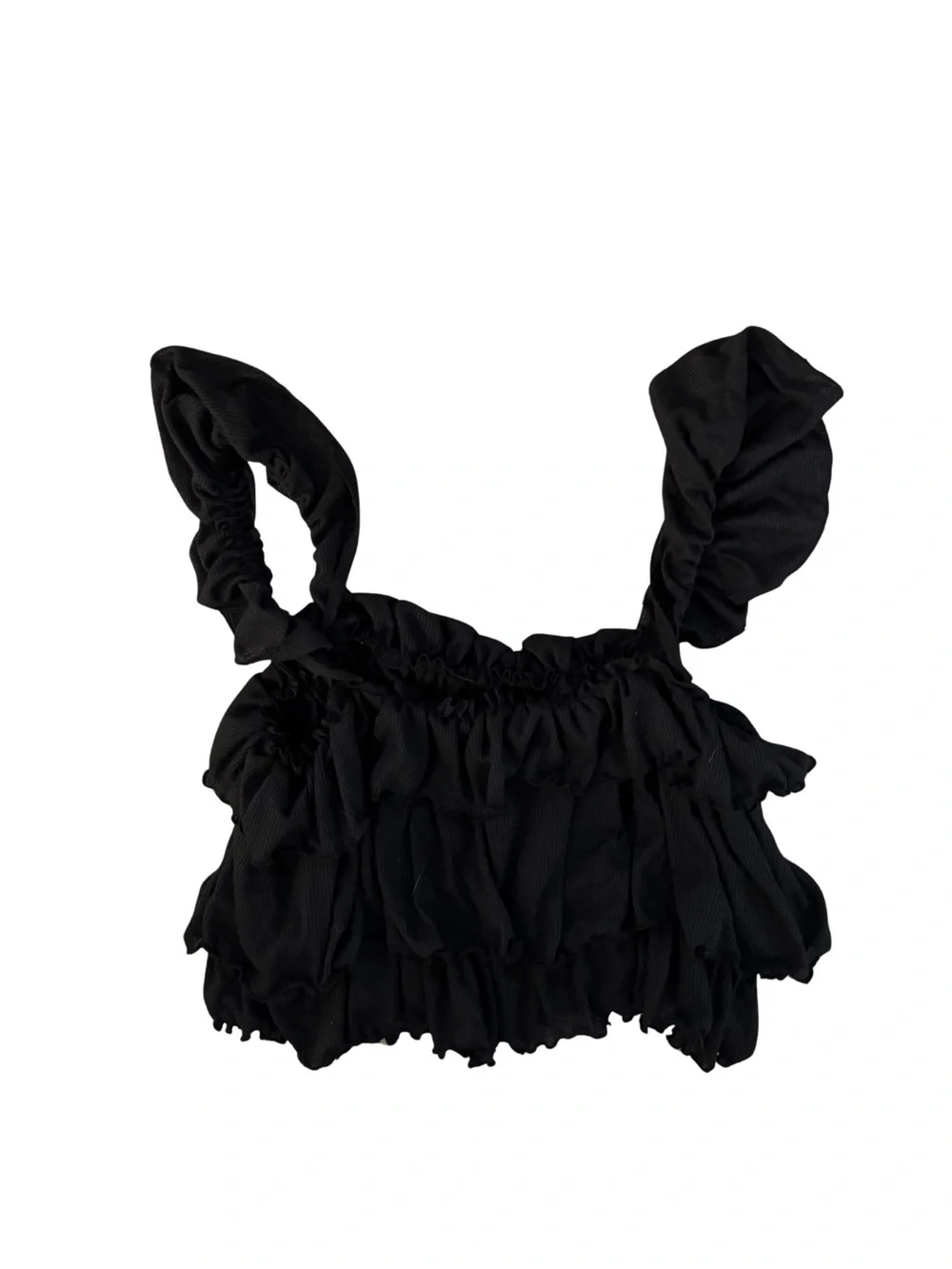 NWOT Free People Free-est Mila Ruffle Crop Top Black Large
